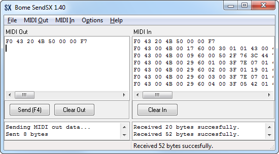 The Bome Send SX main window The Bome Send SX main window